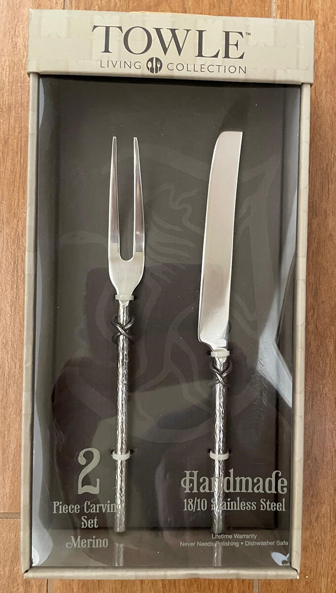 Merino (Stainless) Small Stainless Blade 2-Piece Steak Carving Set by Towle Silver-1