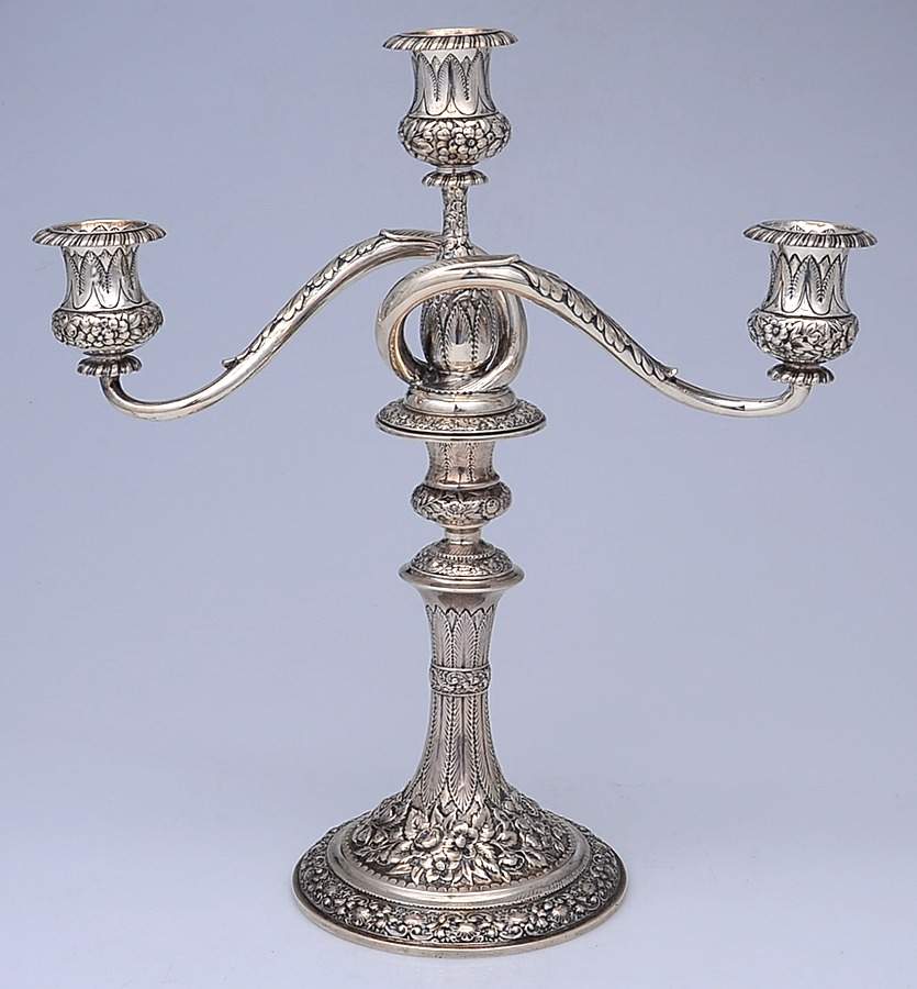 Repousse (Sterling, Hollowware) 3-Light Candelabra by Tiffany & CO SILVER-1