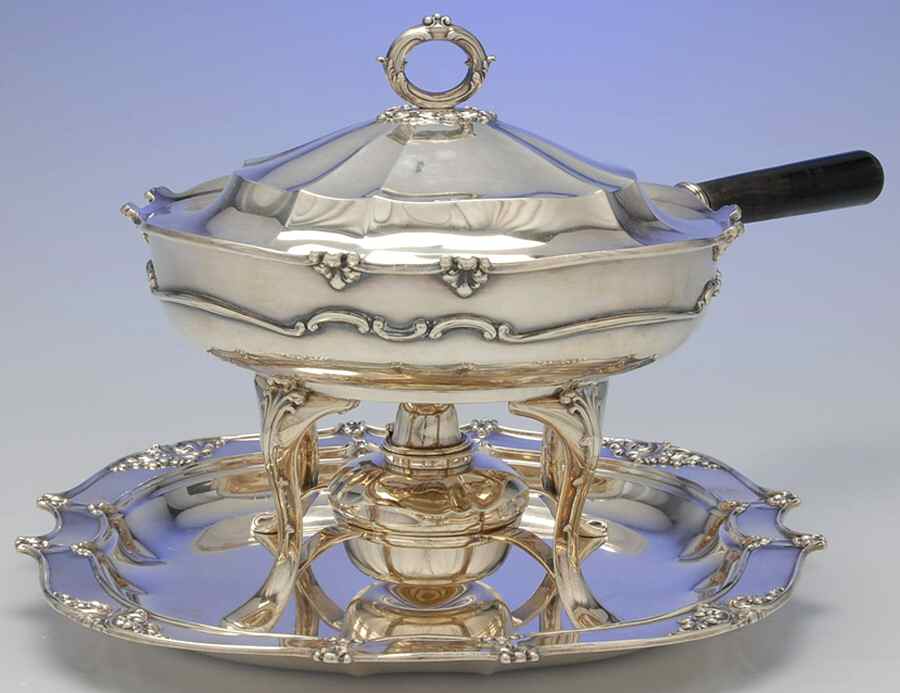15282 (Sterling, Hollowware, Circa 1905) Chafing Dish W/Lid, Burn, Stand & 12" Underplate by Tiffany & CO SILVER-1