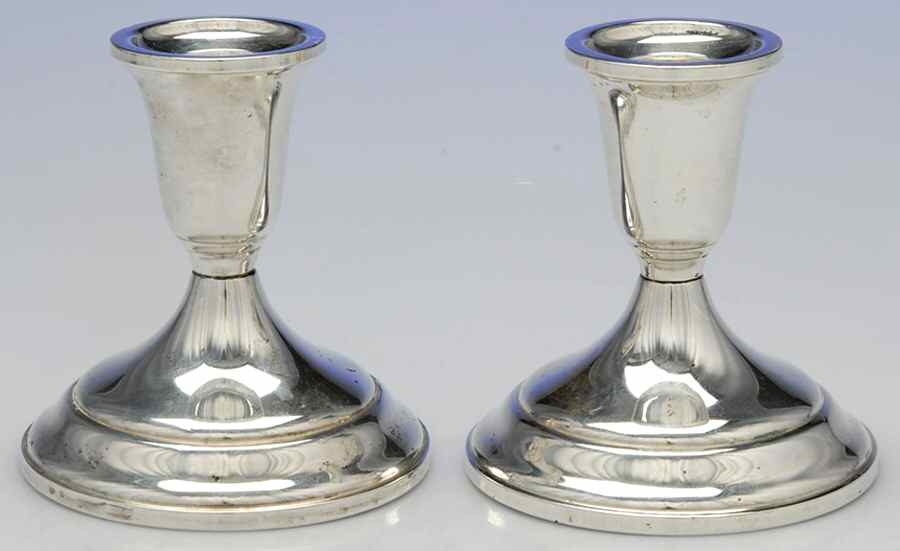 50 (Sterling, Hollowware) Pair of Weighted Candleholders by Towle Silver-1