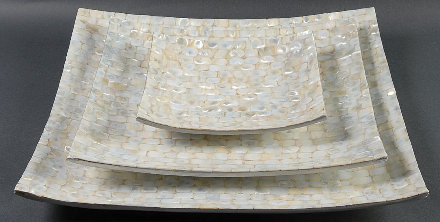 TWW1 (Silverplate, Hollowware) (Set of 3) Square Trays by Two's Company-1