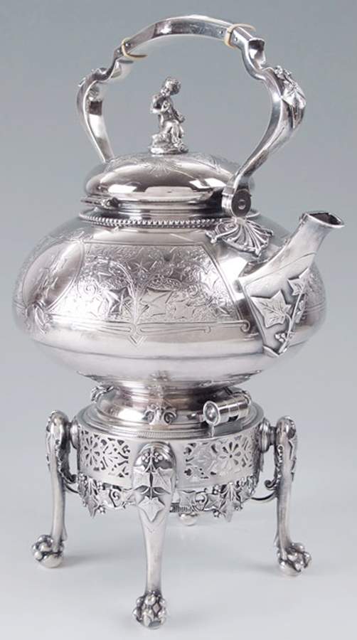 Antique Ivy (Sterling, Hollowware) Kettle, Stand & Burner by Tiffany & CO SILVER-1