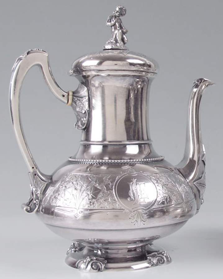 Antique Ivy (Sterling, Hollowware) Coffee Pot by Tiffany & CO SILVER-1