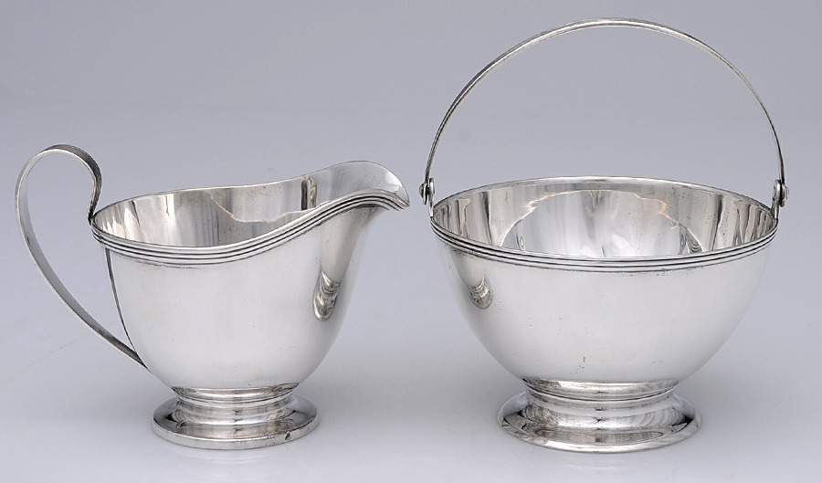 18261 (Sterling, Hollowware) Creamer & Open Handled Sugar Basket (uses SCR) by Tiffany & CO SILVER-1
