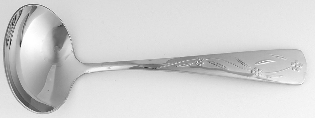 Old World Floral-Flat Tip (Stainless) Solid Gravy Ladle by Temp-Tations-1