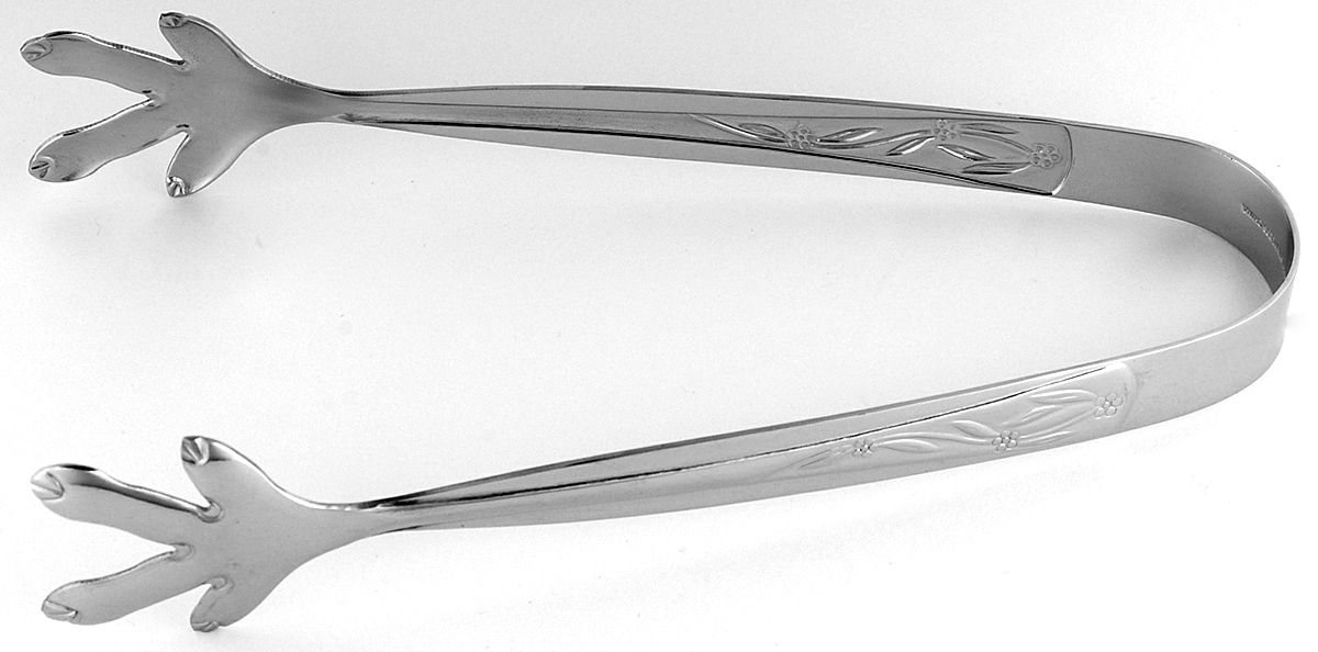 Old World Floral-Flat Tip (Stainless) Large Ice Serving Tongs by Temp-Tations-1