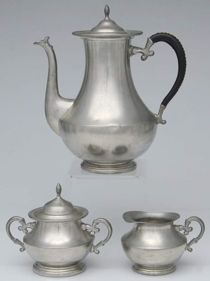 Pewter Hollowware Coffee Set - 3 Piece with Coffee Pot by Tiel Holland Pewter-1