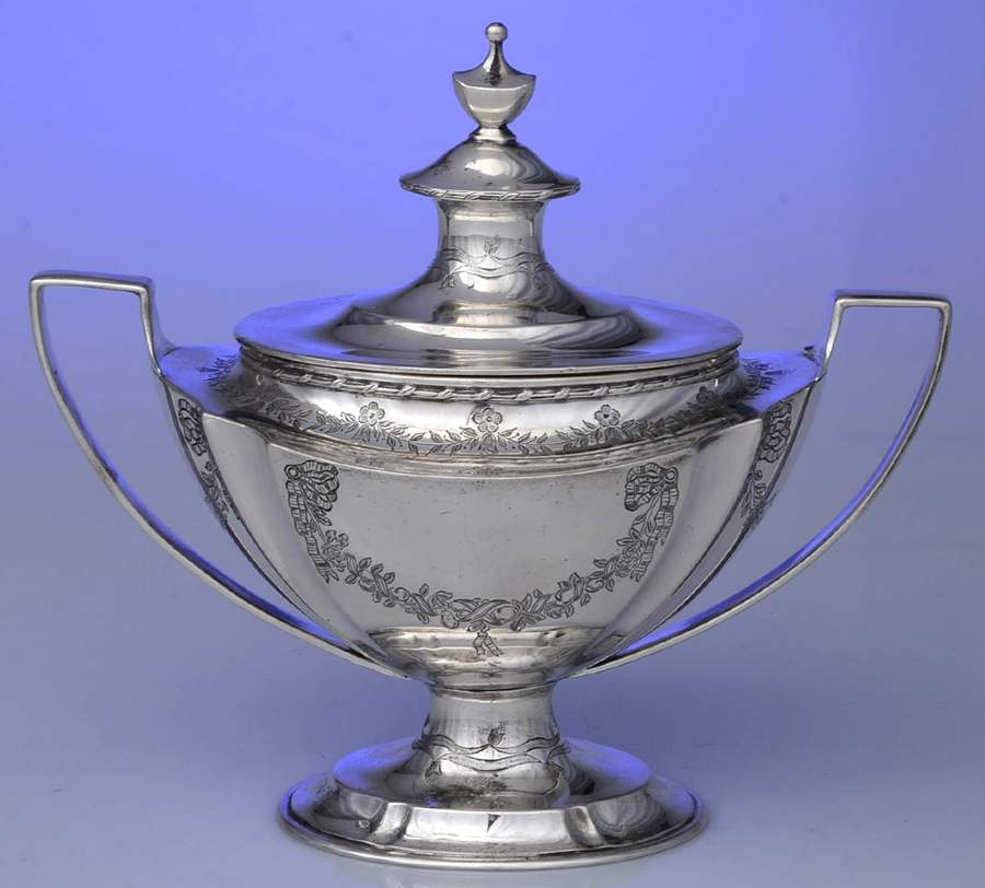 13889 Engraved (Sterling, Hollowware) Sugar Bowl & Lid by Tiffany & CO SILVER-1
