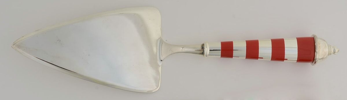Red Stripe (Silverplate) Pie & Cake Server with Stainless Blade by Towle Silver-1