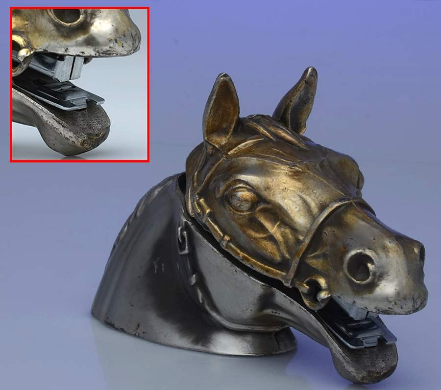 Silverplate Hollowware Figural Horsehead Stapler by Ted Arnold Ltd-1
