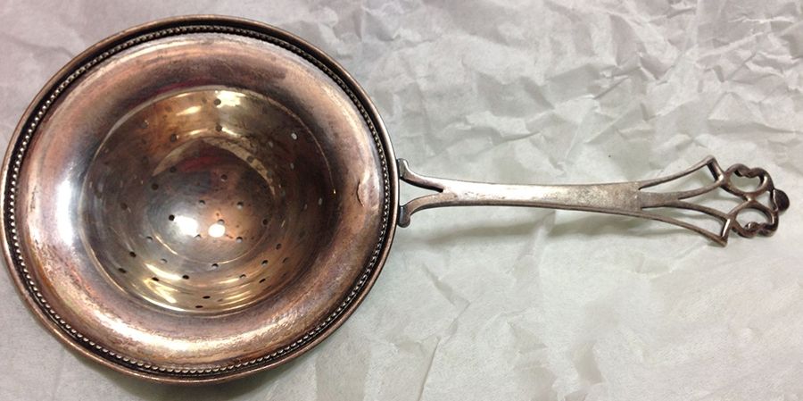 T3T2 (Sterling) Solid Individual Overcup Tea Strainer by Tilden Thurber & Co-1