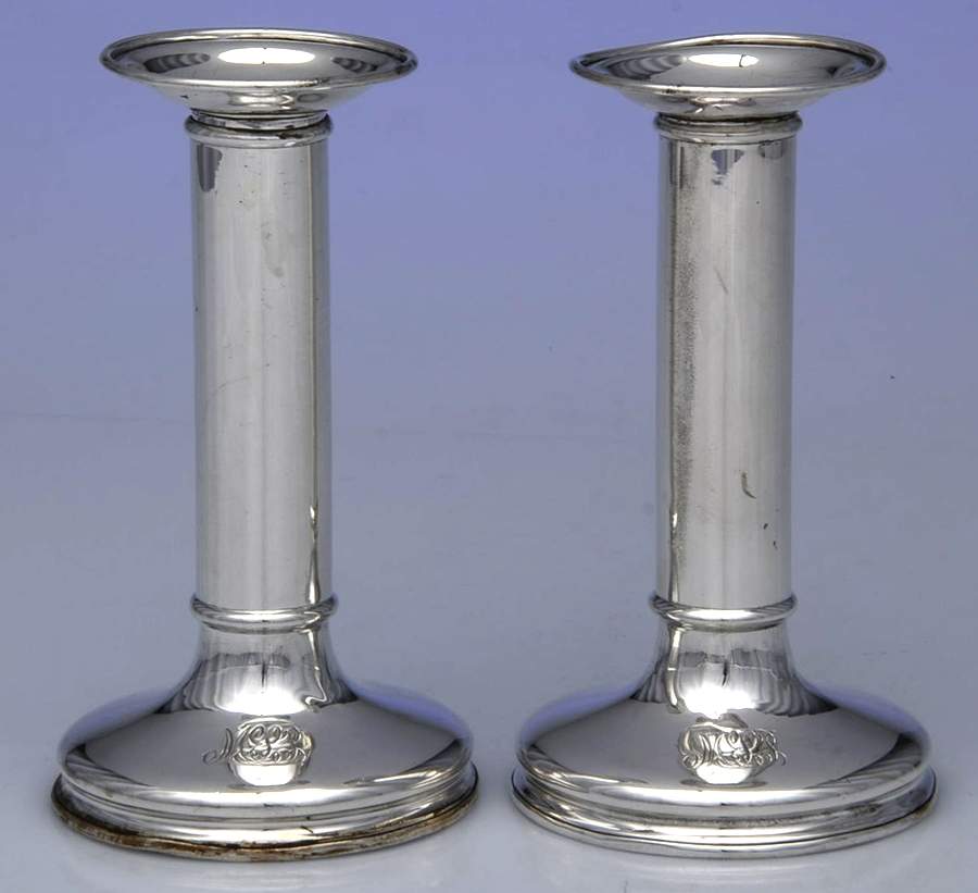 16753 (Sterling, Hollowware) Pair of Weighted Candlesticks by Tiffany & CO SILVER-1