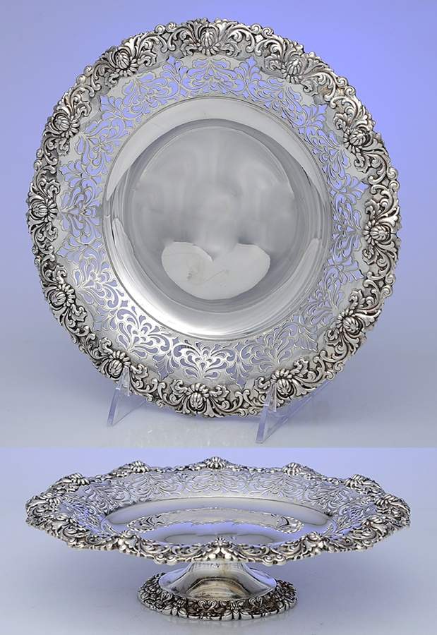 Chrysanthemum (Str, 1880, Hlw, 925-1000, Flrs&Buds) Round Compote (Height X Width) by Tiffany & CO SILVER-1