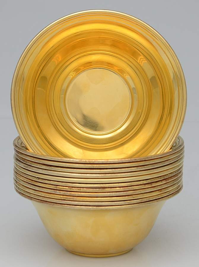 20679 (Sterling, Gold Vermeil) 5" Round Berry Bowl - Set of 12 by Tiffany & CO SILVER-1