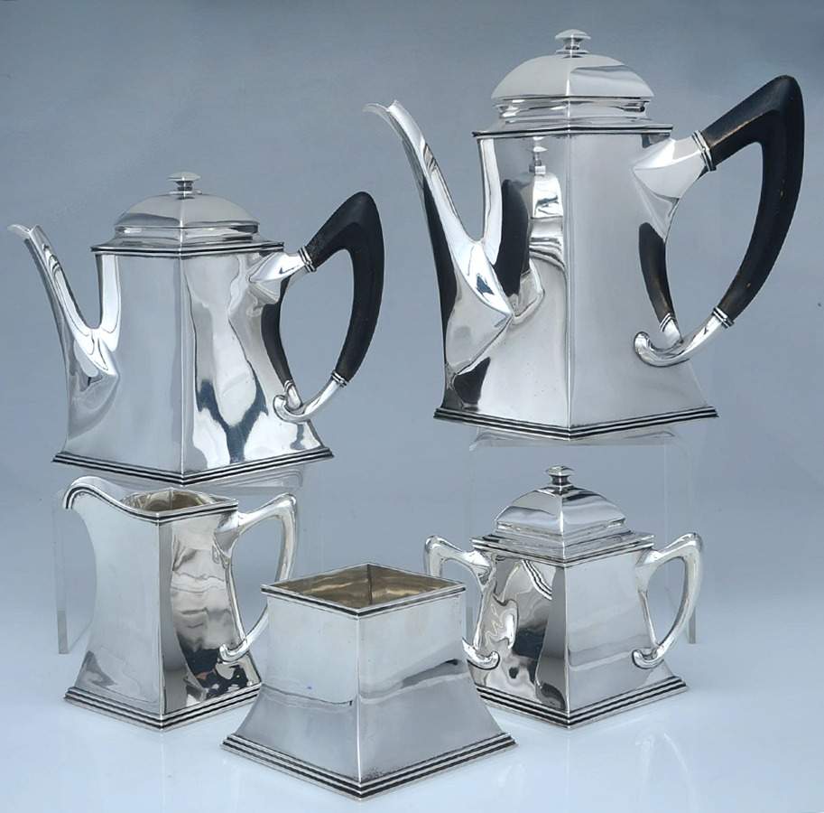 7630 (Sterling, Hollowware) 5 Piece Tea Set (SCP, STP, SCR, SSU, SWB) by Towle Silver-1