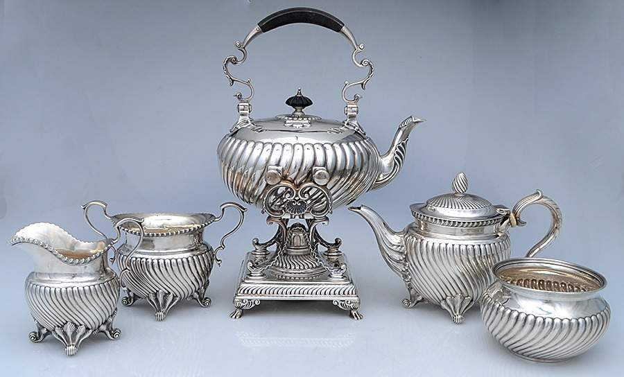 5741 (Sterling, Hollowware) (5 Pc) Mini Tea Set (STPM, SCRM, SSUO, SWB, SKESM) by Tiffany & CO SILVER-1