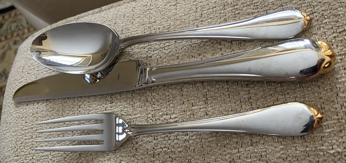 Gold Snowflake (Stainless) Fork by Towle Silver-1