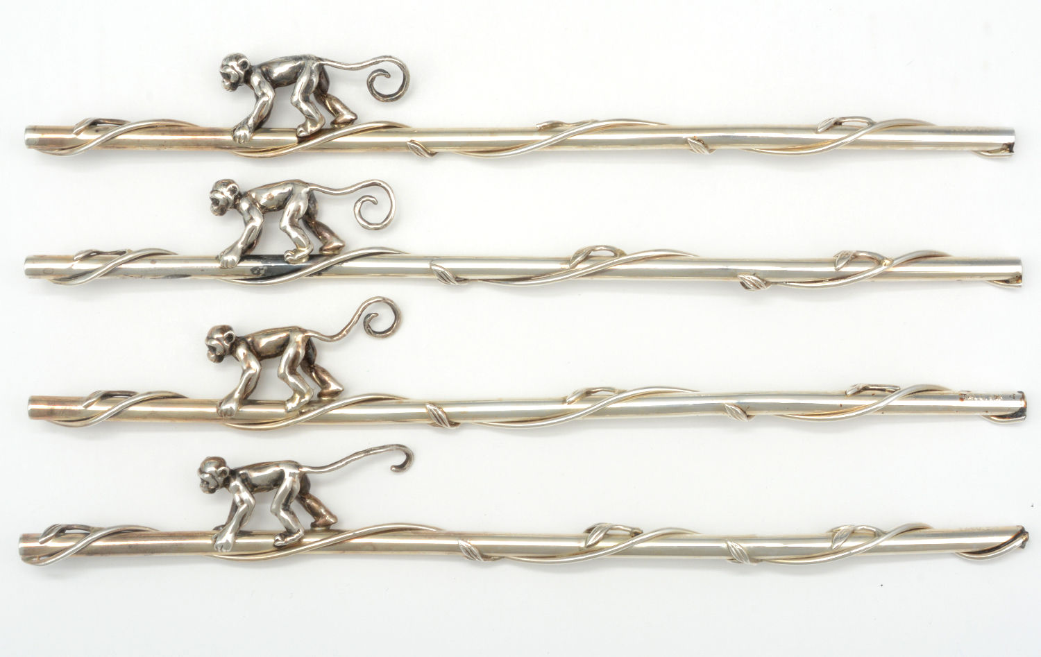 Monkey (Sterling) 8" Drinking Straw - Set of 4 by Tiffany & CO SILVER-1