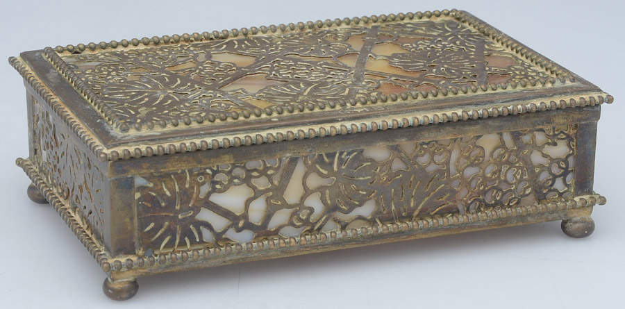 Grapevine (Plated Copper, Hollowware) Jewelry Box with Caramel Glass by Tiffany & CO SILVER-1