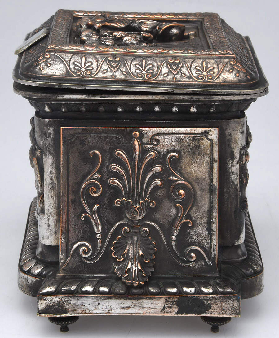 Silverplate Hollowware Jewelry Box with Hinged Lid by T Hingre-3