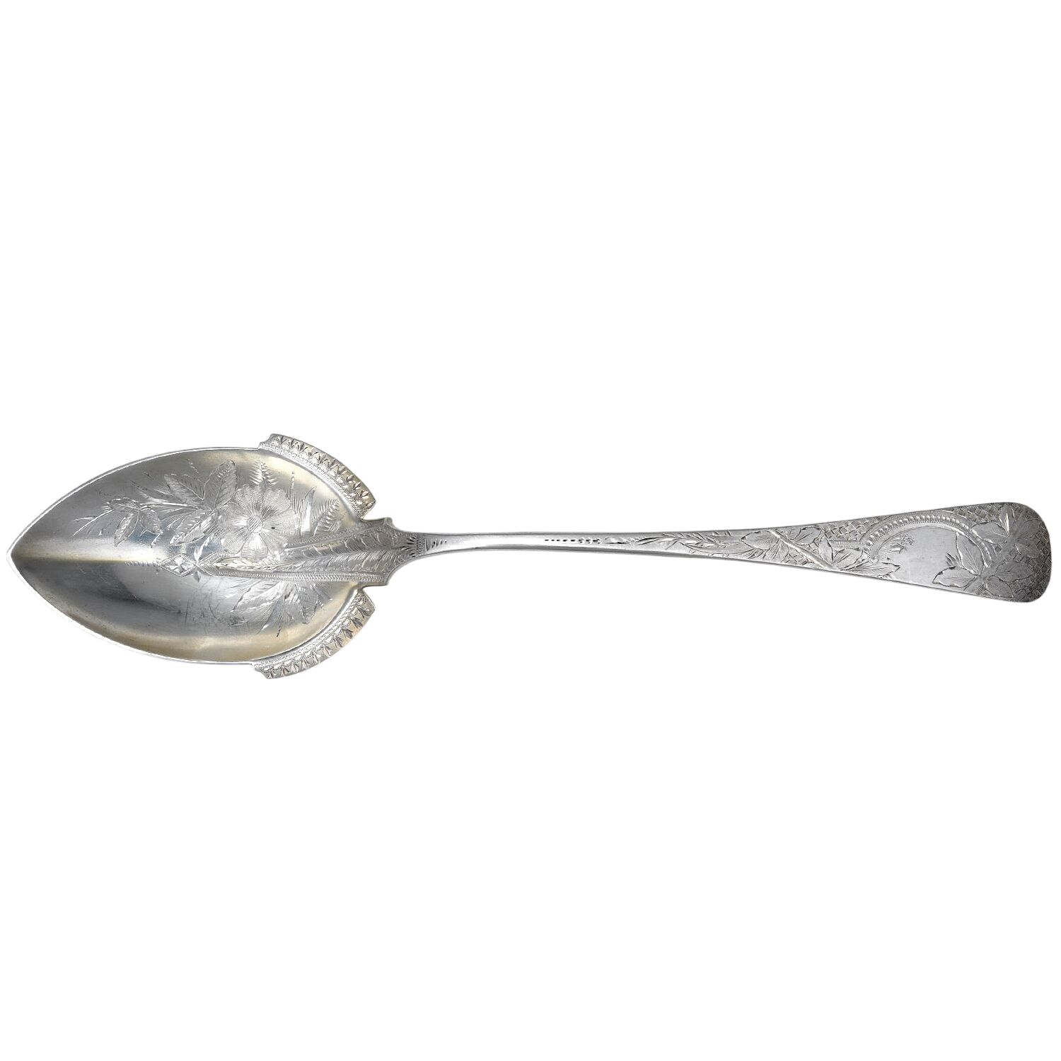 THB5 (Sterling) Salad Serving Spoon Solid Oversize Bright Cut by Theodore B Starr-1