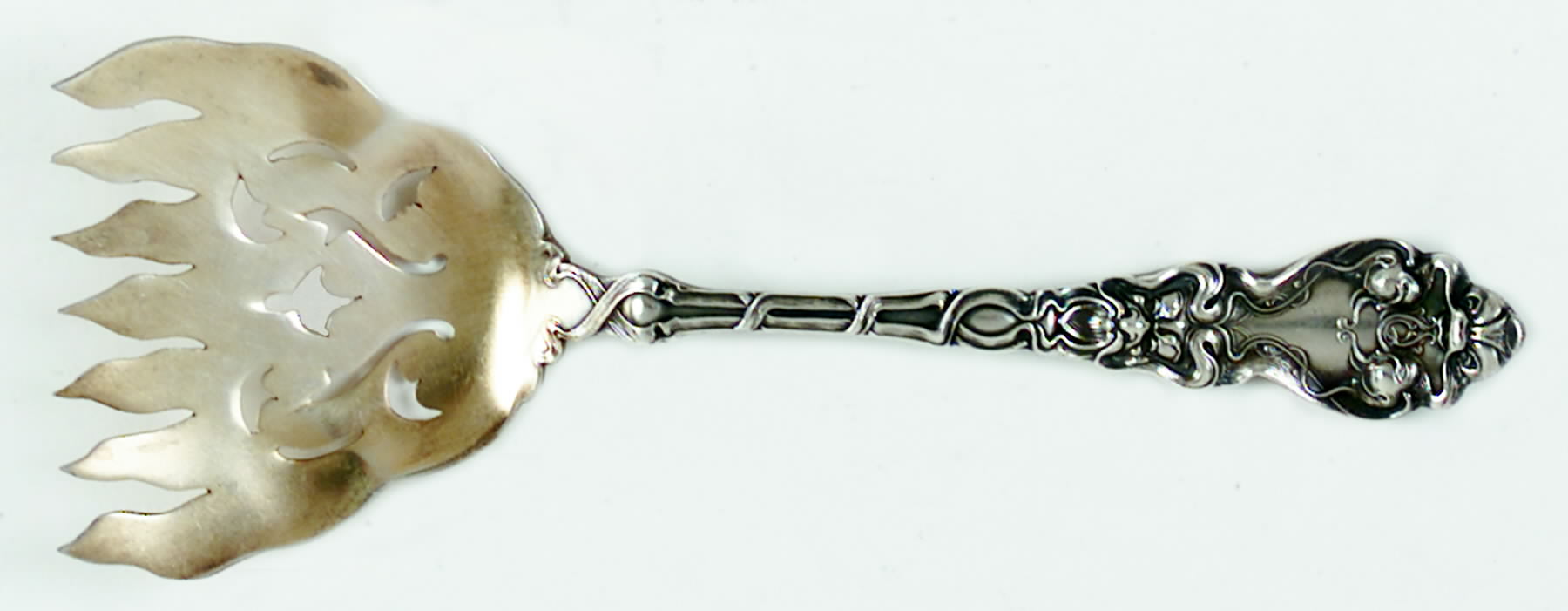 Douvaine (Sterling, 1890) Large Solid Tined Sardine Serving Fork by Unger Brothers-1