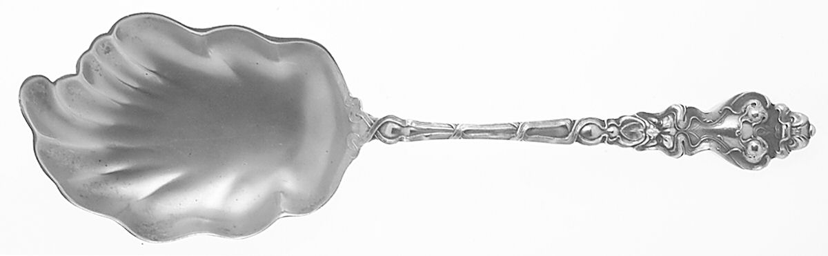 Douvaine (Sterling, 1890) Casserole Berry Spoon with Asymetric Bowl by Unger Brothers-1