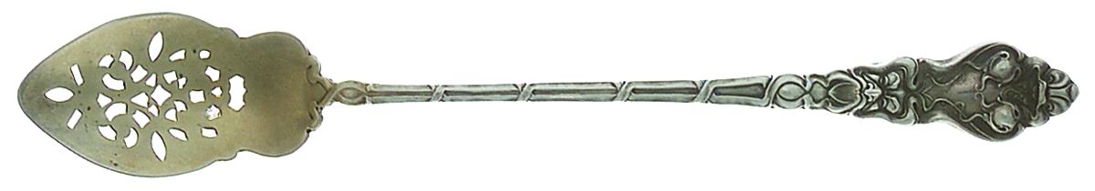 Douvaine (Sterling, 1890) Pierced Bowl Short Handle Olive Spoon by Unger Brothers-1