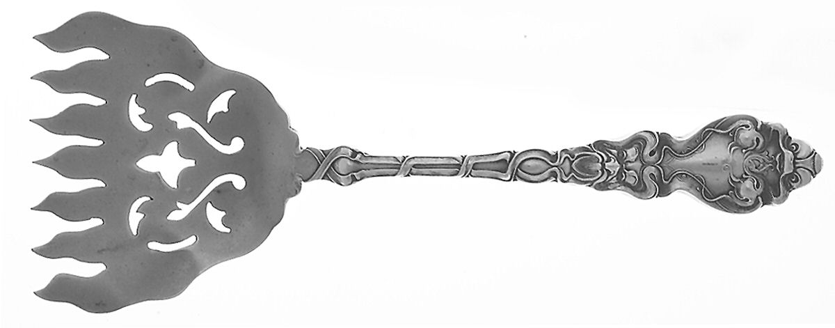 Douvaine (Sterling, 1890) Large Solid Tined Sardine Serving Fork by Unger Brothers-1