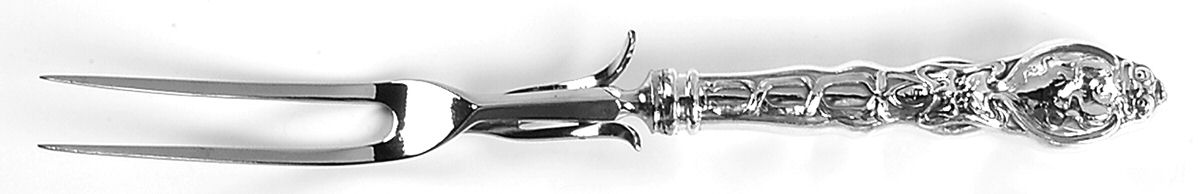 Douvaine (Sterling, 1890) Large Stainless-Prong Roast Carving Fork by Unger Brothers-1