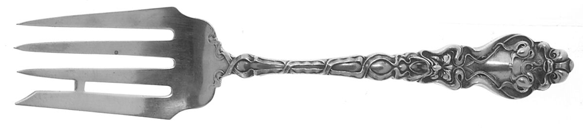 Douvaine (Sterling, 1890) Small Solid Cold Meat Serving Fork by Unger Brothers-1