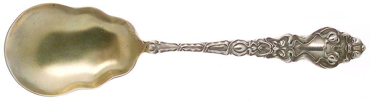 Douvaine (Sterling, 1890) Preserve Spoon by Unger Brothers-1