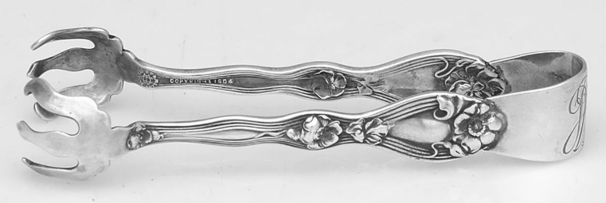 La Fleurette (Sterling, 1904) Large Sugar Tongs by Unger Brothers-1