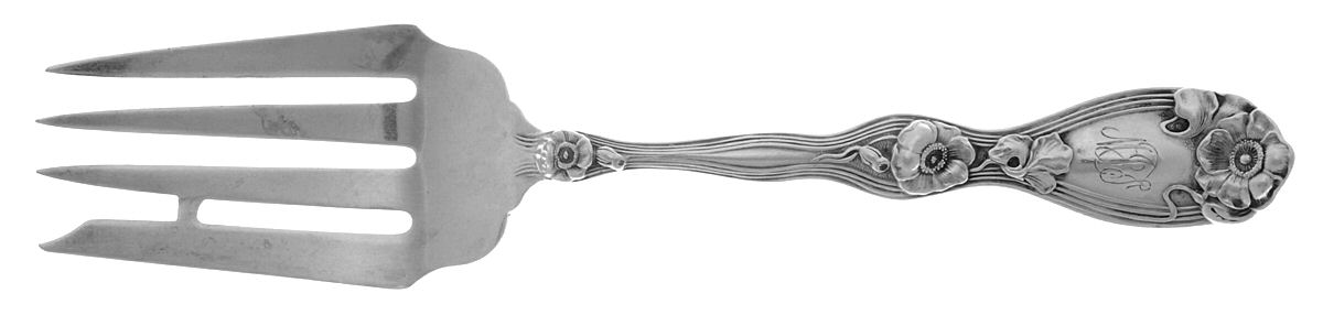 La Fleurette (Sterling, 1904) Small Solid Cold Meat Serving Fork by Unger Brothers-1