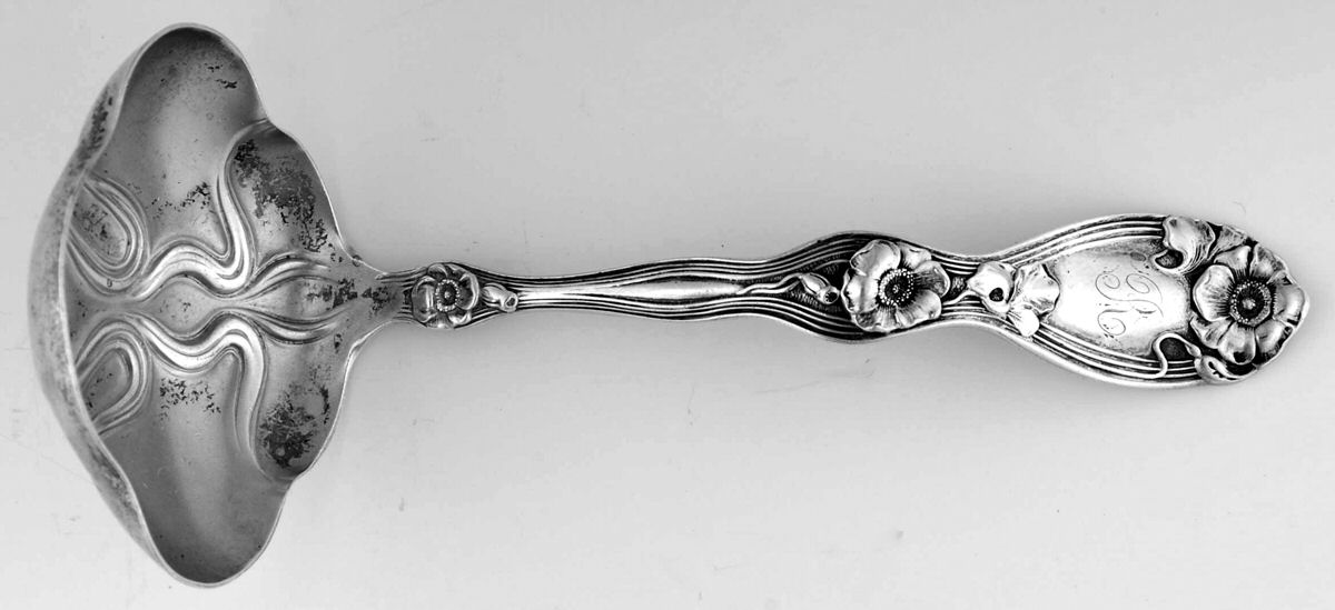 La Fleurette (Sterling, 1904) Solid Gravy Ladle by Unger Brothers-1