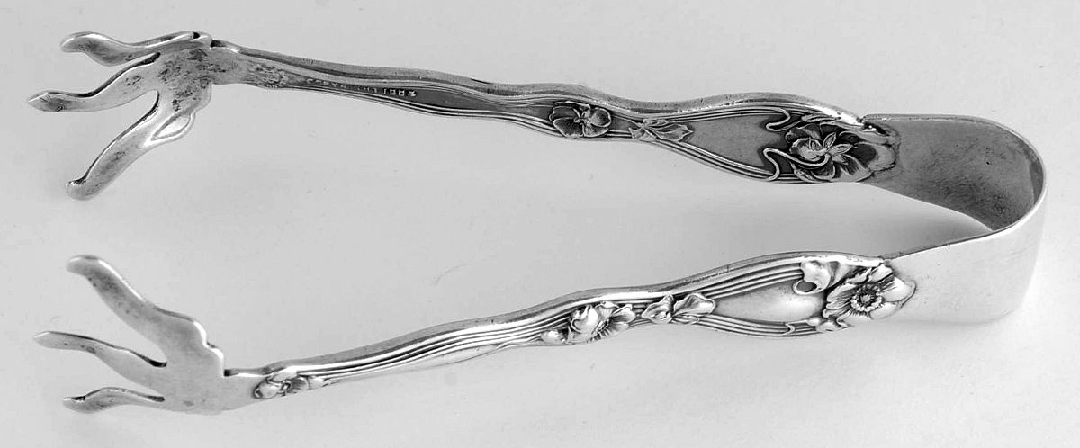 La Fleurette (Sterling, 1904) Large Sugar Tongs by Unger Brothers-1