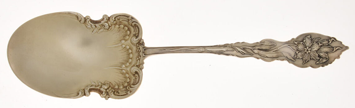 Narcissus (Sterling, 1890, No Monograms) Oversize Solid Salad Serving Spoon by Unger Brothers-1