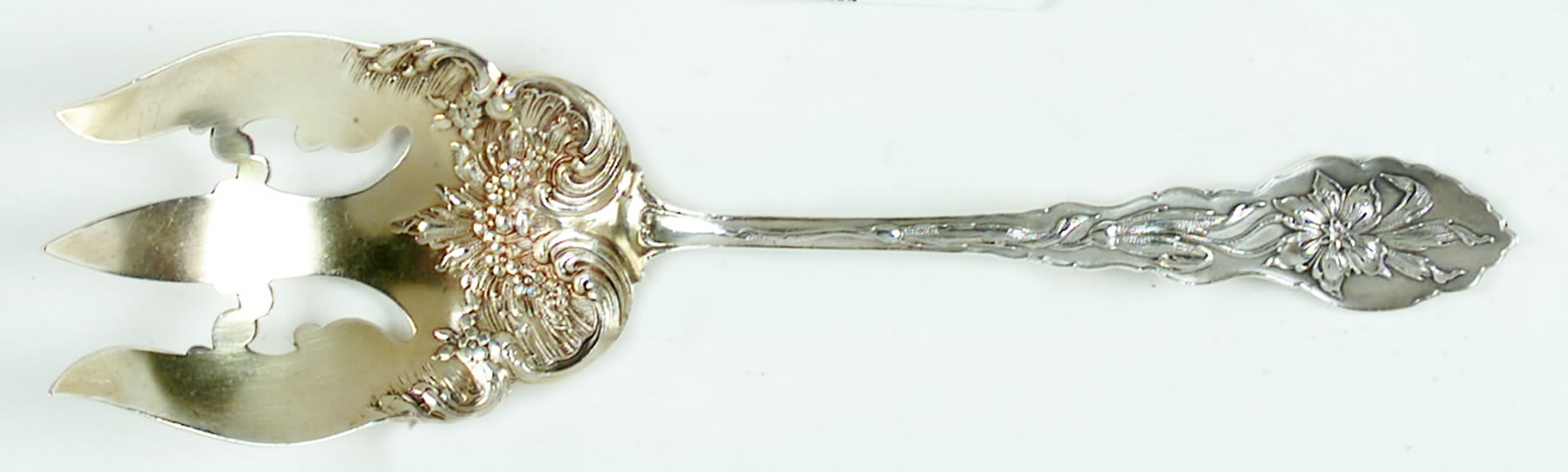Narcissus (Sterling, 1890, No Monograms) Solid Salad Serving Fork by Unger Brothers-1