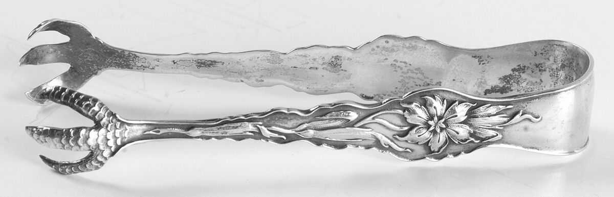 Narcissus (Sterling, 1890, No Monograms) Small Sugar Tongs by Unger Brothers-1