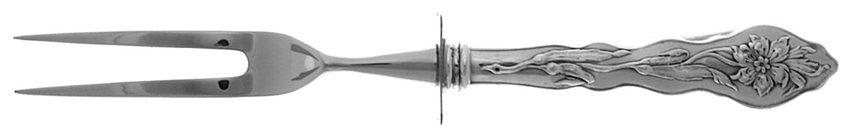 Narcissus (Sterling, 1890, No Monograms) Small Steak Carving Fork with Stainless Prongs by Unger Brothers-1