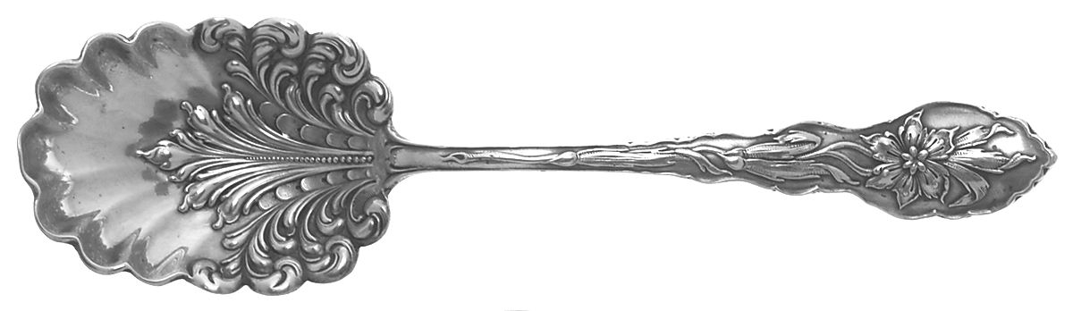 Narcissus (Sterling, 1890, No Monograms) Preserve Spoon by Unger Brothers-1