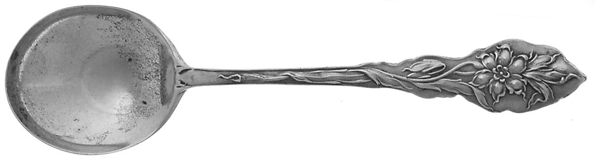 Narcissus (Sterling, 1890, No Monograms) Round Bowl Soup Spoon (Cream Soup) by Unger Brothers-1