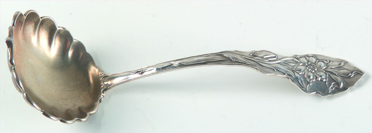 Narcissus (Sterling, 1890, No Monograms) Solid Piece Cream Ladle by Unger Brothers-1