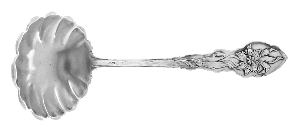 Narcissus (Sterling, 1890, No Monograms) Solid Gravy Ladle by Unger Brothers-1