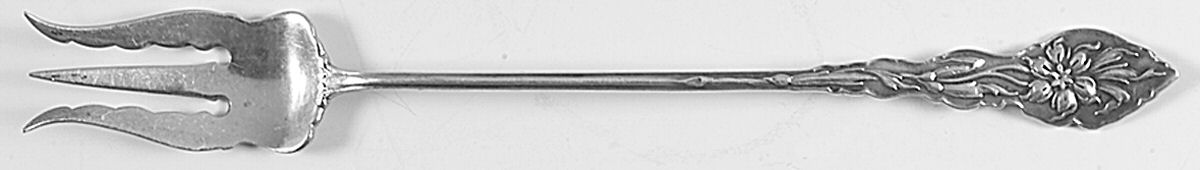 Narcissus (Sterling, 1890, No Monograms) Olive Fork by Unger Brothers-1