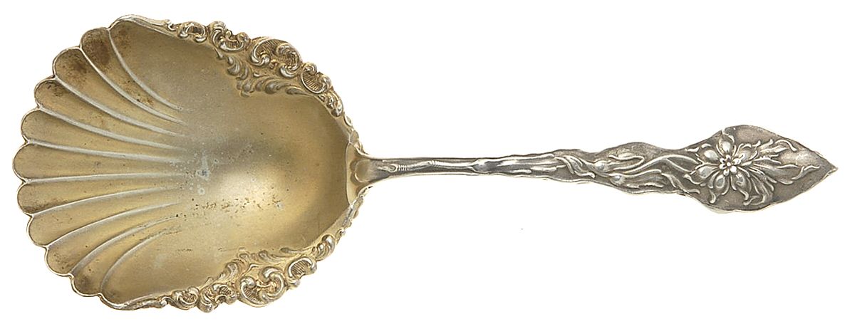 Narcissus (Sterling, 1890, No Monograms) Bon Bon Scoop by Unger Brothers-1