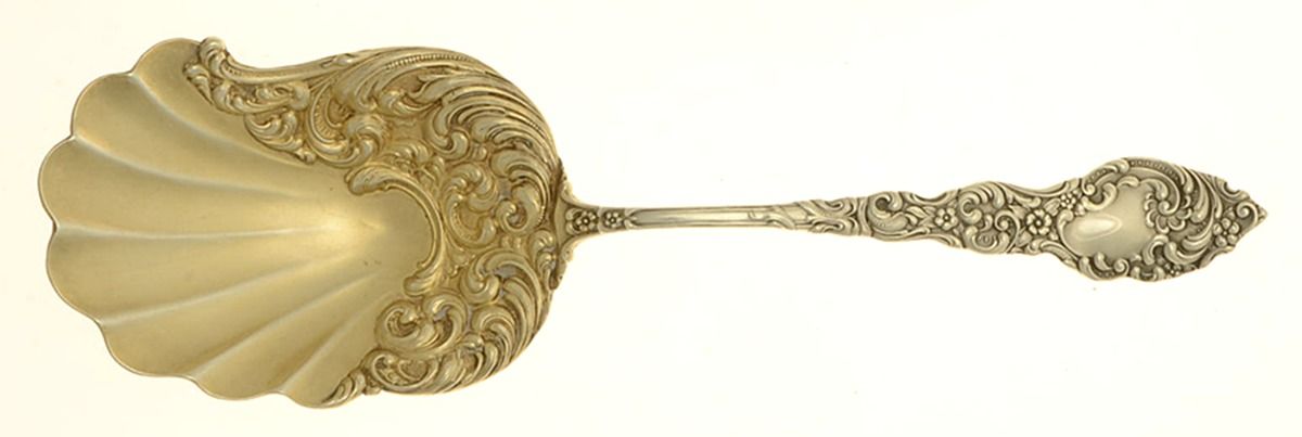 Passaic (Sterling, 1900) Casserole Berry Spoon with Asymetric Bowl by Unger Brothers-1