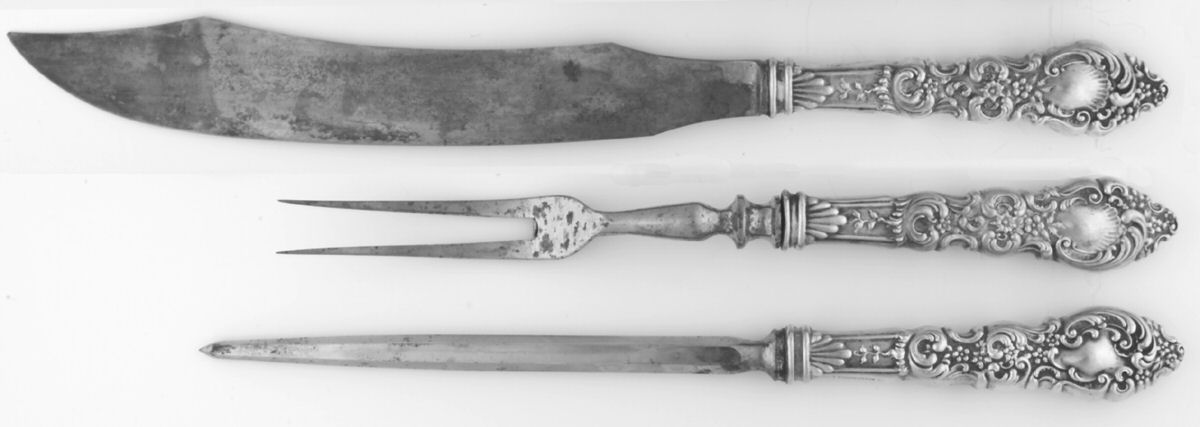 Passaic (Sterling, 1900) Large 3-Piece Roast Carving Set w/ Stainless Blade by Unger Brothers-1