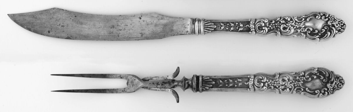 Passaic (Sterling, 1900) Large 2-Piece Roast Carving Set w/Stainless Blade by Unger Brothers-1