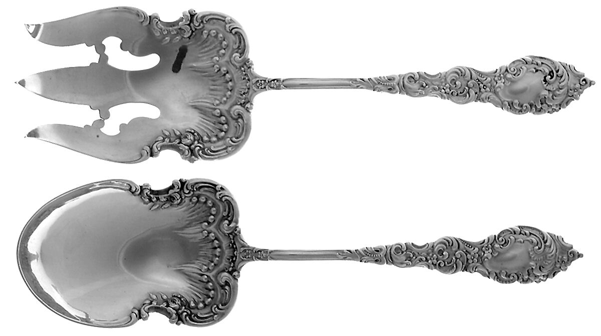 Passaic (Sterling, 1900) Solid Oversized Serving Salad Set by Unger Brothers-1